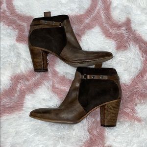 Alberto Fermani Brown Leather Suede ZipHeelBooties